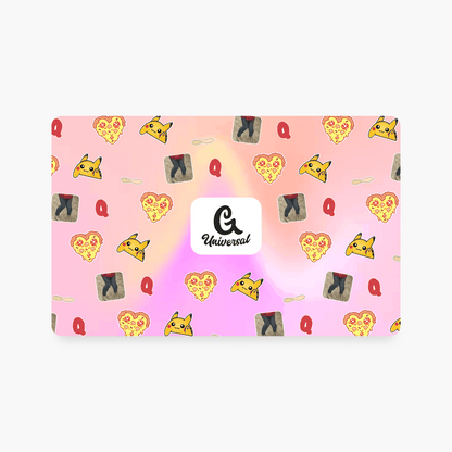 G Universal digital gift card covered in chat's favorite PizzaPrincessG emotes, animated