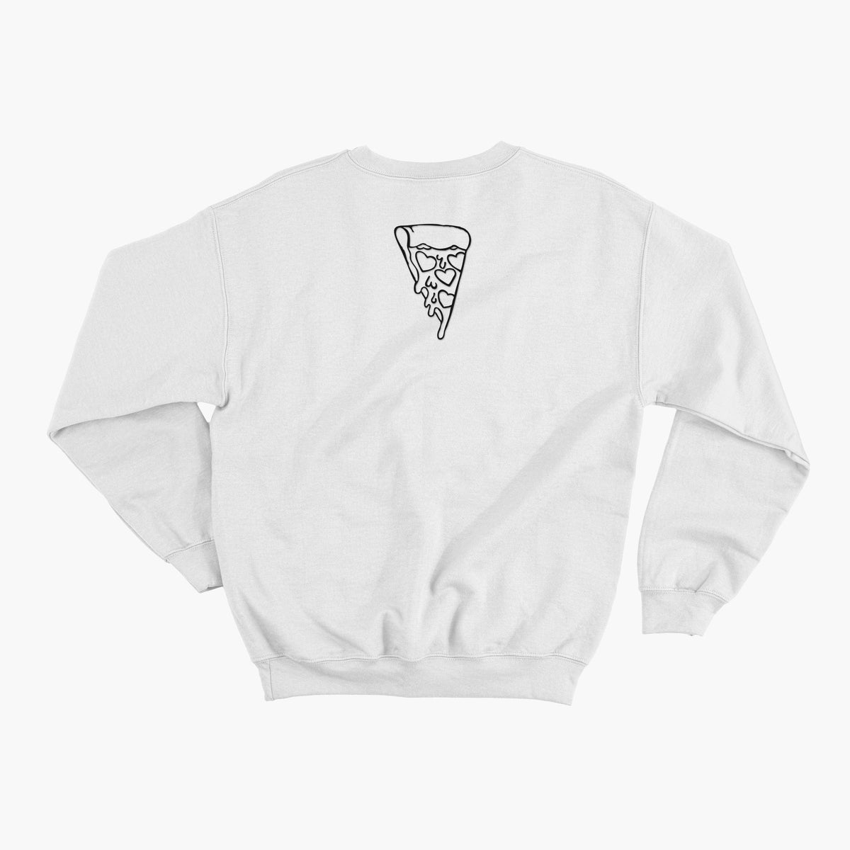 it's all fun crewneck in frosty white, back, the it's all fun slice embroidered in black