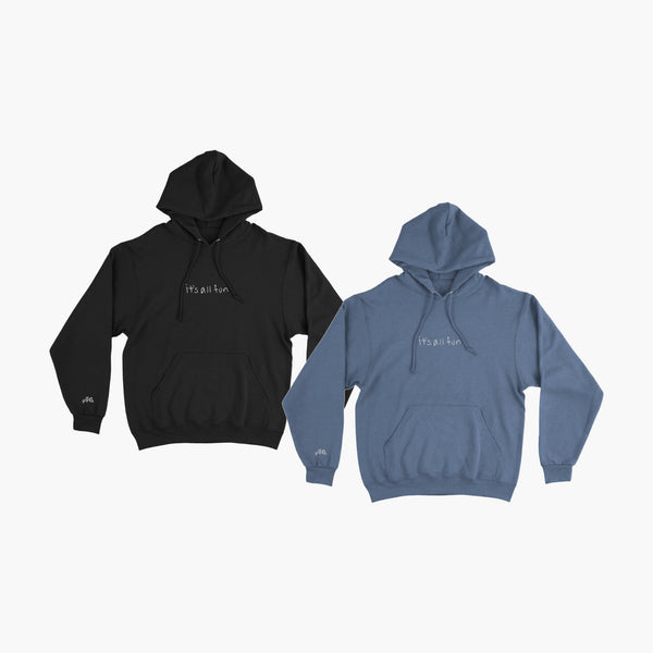 the it's all fun hoodie in space black and in my blue era